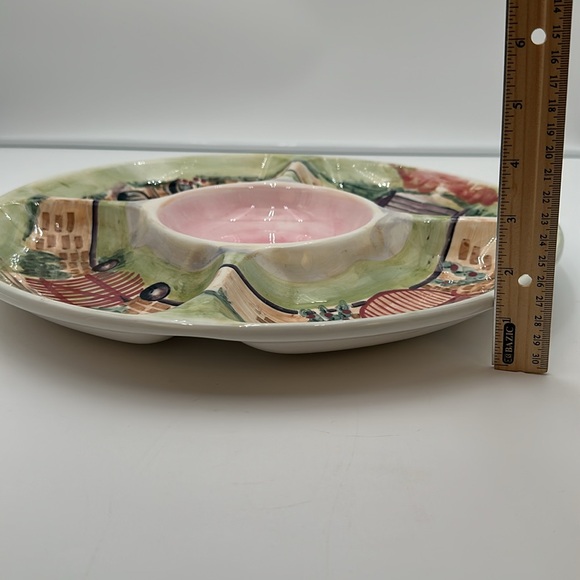 Michal Sparks China Chips & Dip Serving Tray Estate of Mind Design Round - Picture 15 of 16